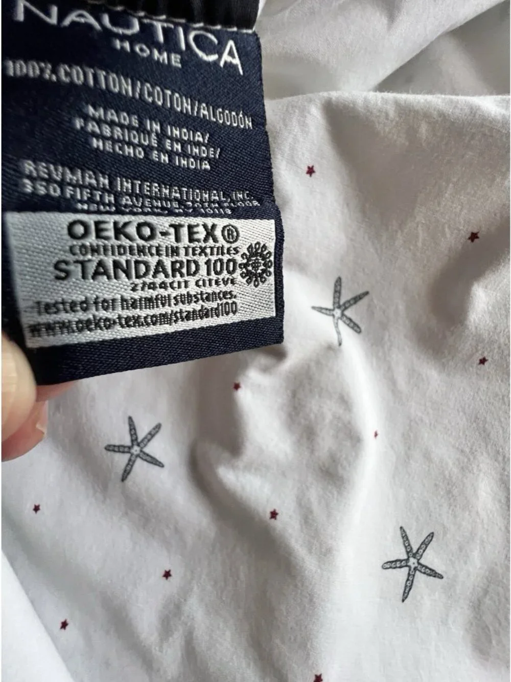 Nautica Star Spangled Pillowcase Standard Coastal 100% Cotton Starfish Nautical